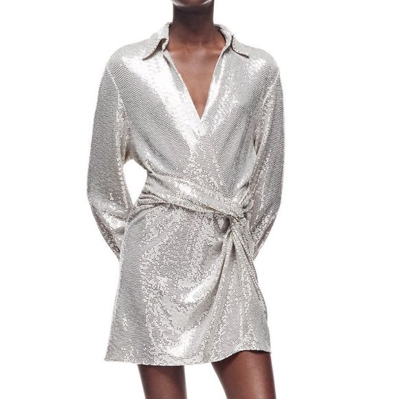 ZARA SPARKLY KNOTTED DRESS - Picture 4 of 8